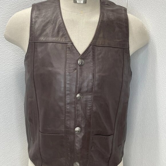 Milwaukee Men's Western‑Style V‑Neck Motorcycle Rider Vest – Brown – Size L - Picture 7 of 7